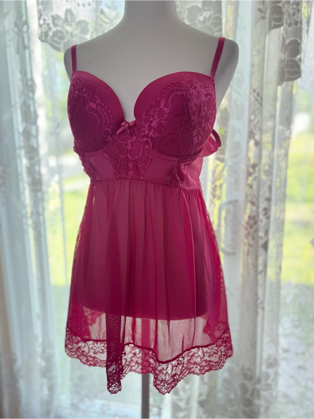 Daisy Fuentes Fuchsia Lace Babydoll Chemise XL